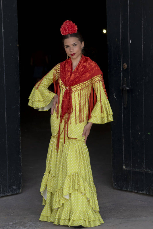 Flamenco Dress · Manzanilla model in Lime Green and White