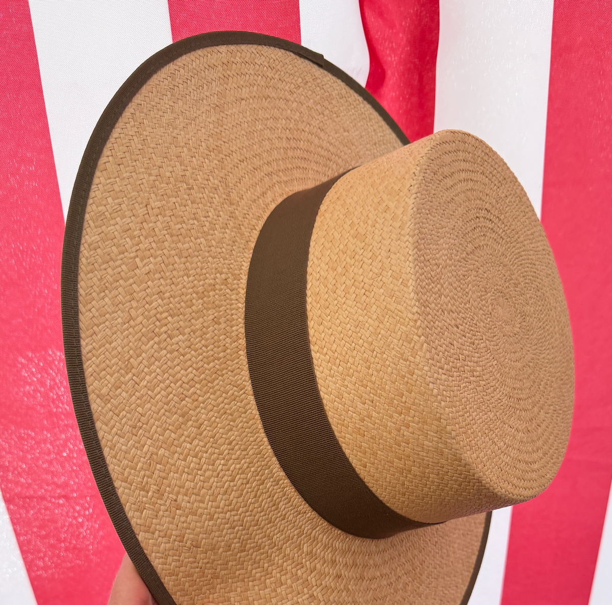 "Fernández y Roche" Panama Bolero "Olive" Hat with Olive Ribbon Hatband