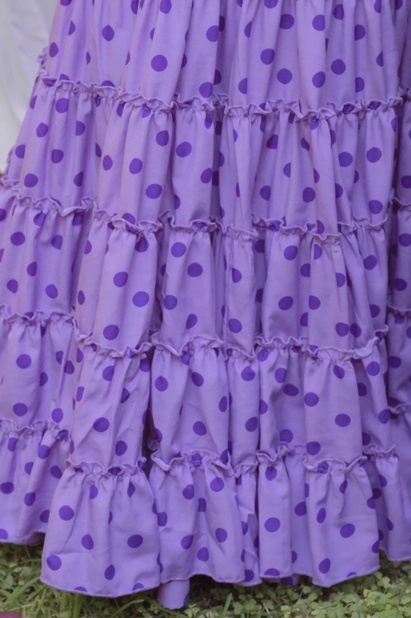 Clavo Dress - Purple Flamenco Dress for Girls with Tonal Polka Dots & Canastera Skirt