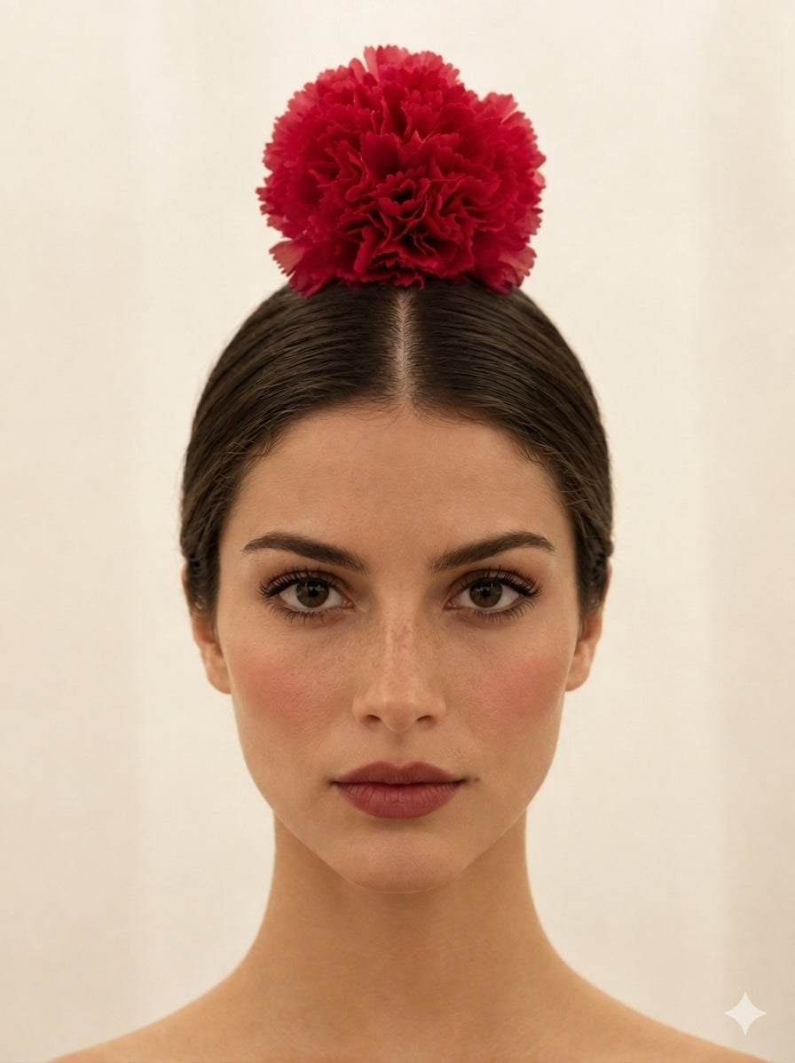 Red Flamenco Carnation Hair Flower