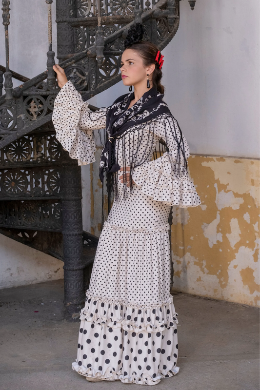 Pose Flamenco Dress - White & Black for Teens