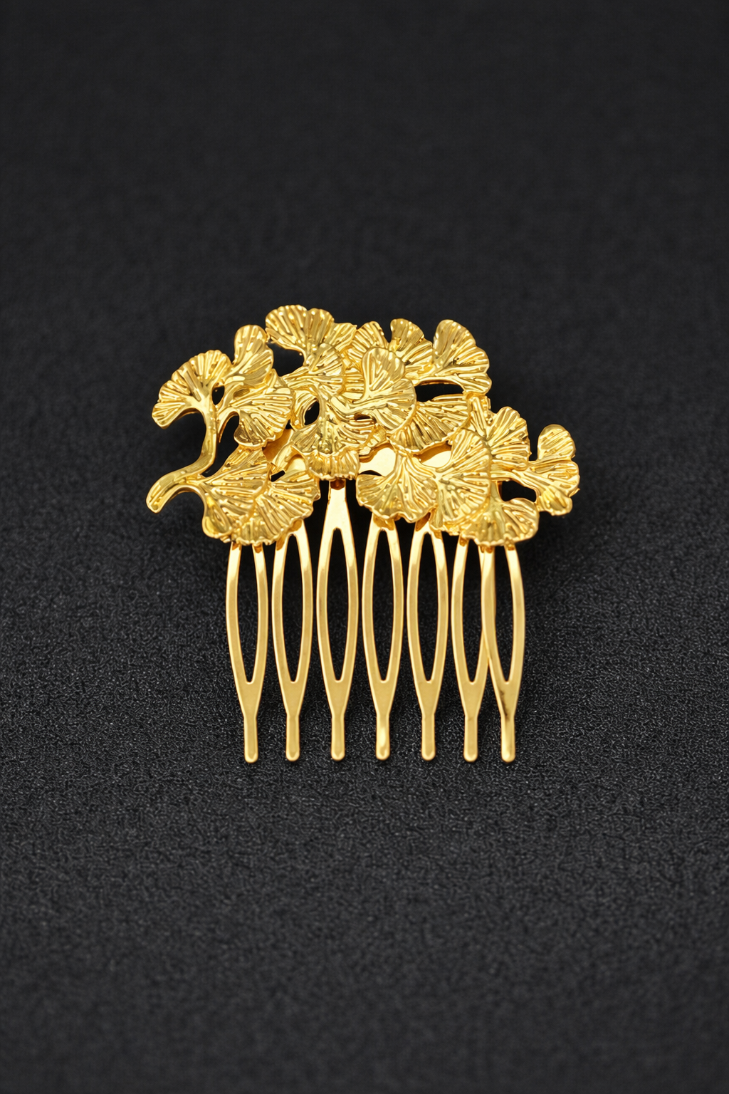 Golden ginkgo leaf hair comb