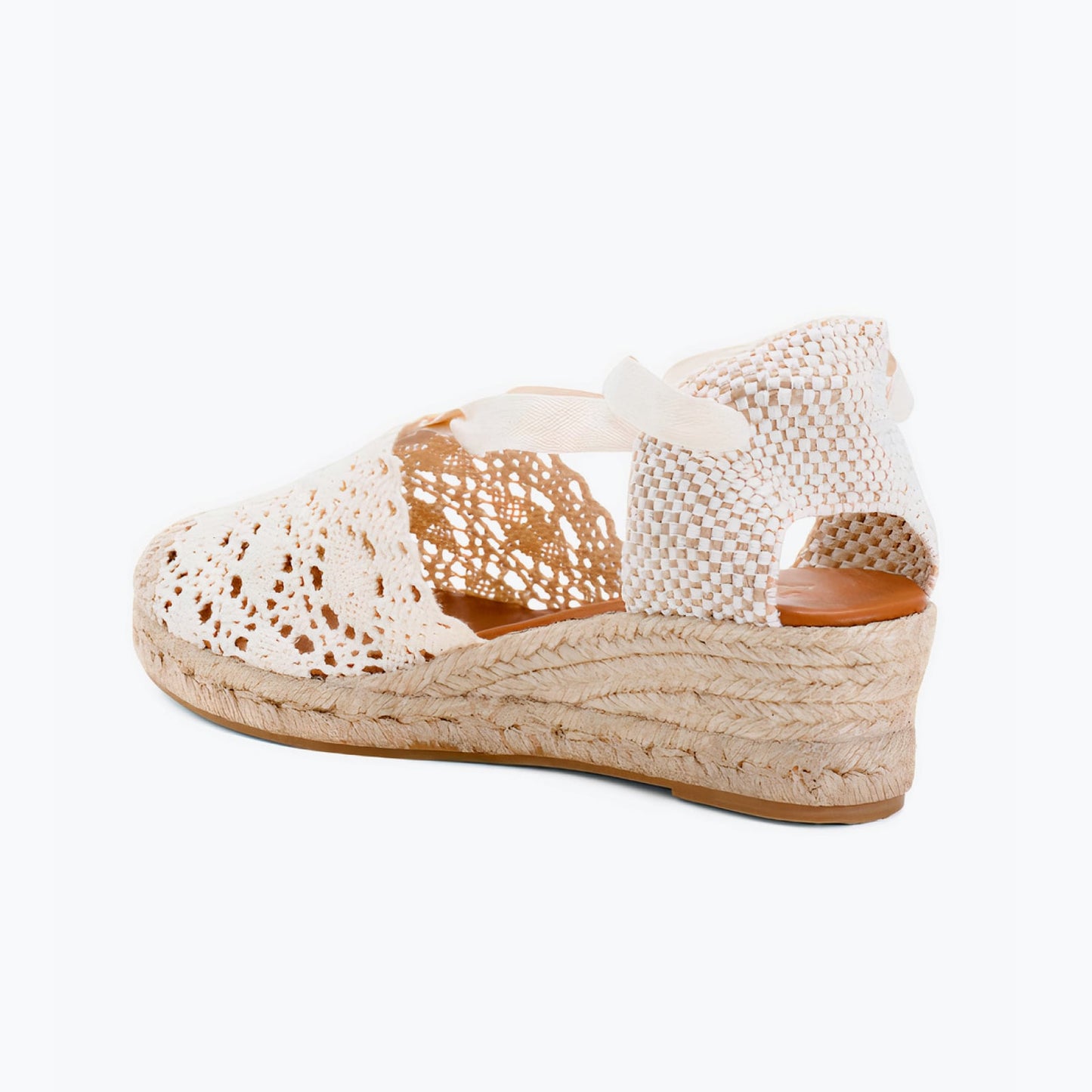 Off-white crochet espadrilles with laces