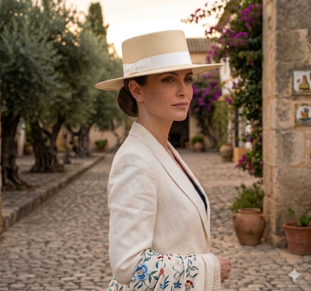 "Fernández y Roche" Authentic Panama Bolero "Adele" Hat with Off-White Ribbon Hatband (Copy)