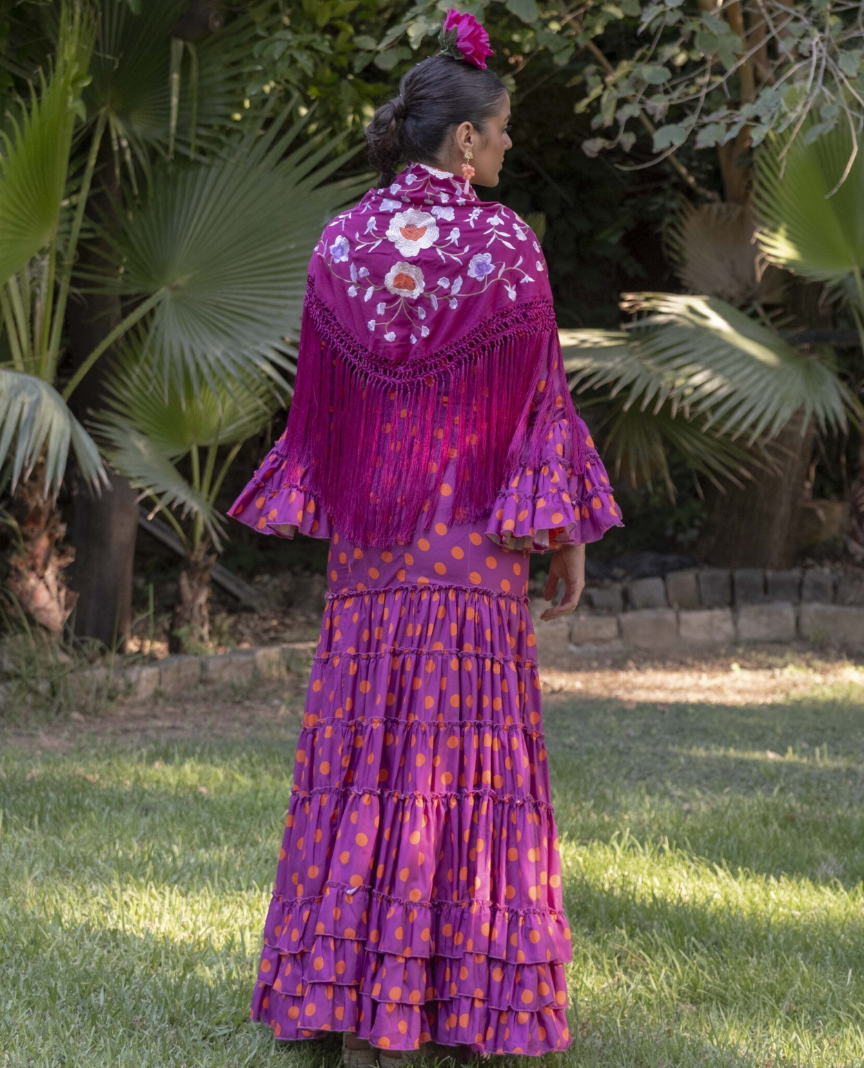 Albayzin Dress - Turquoise Flamenco Dress with Tonal Polka Dots & Ruffled Skirt (Copy)