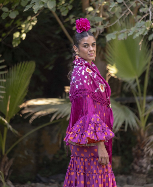 Albayzin Dress - Turquoise Flamenco Dress with Tonal Polka Dots & Ruffled Skirt (Copy)