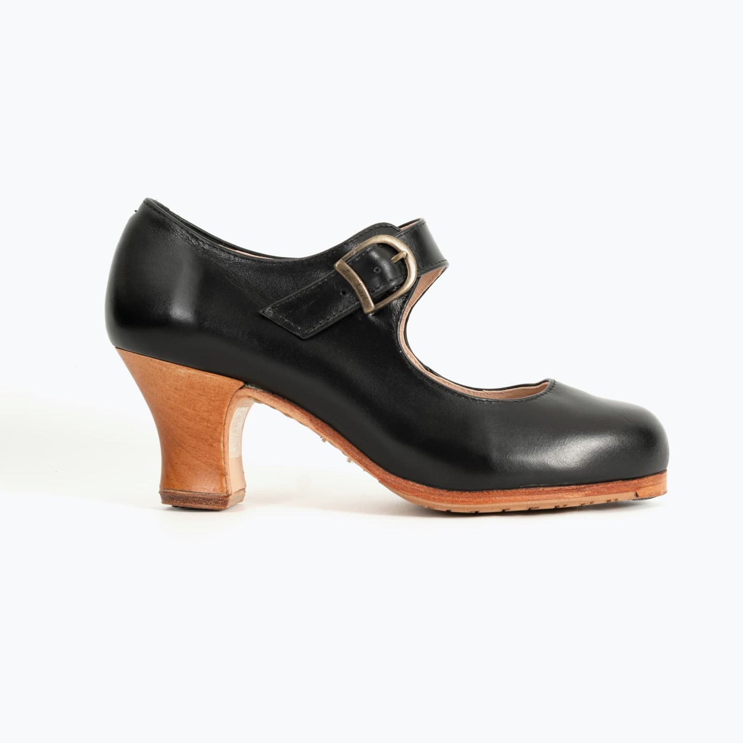 Professional Flamenco Dance Shoes "La Lupi" classic in black leather and “carrete” heel.