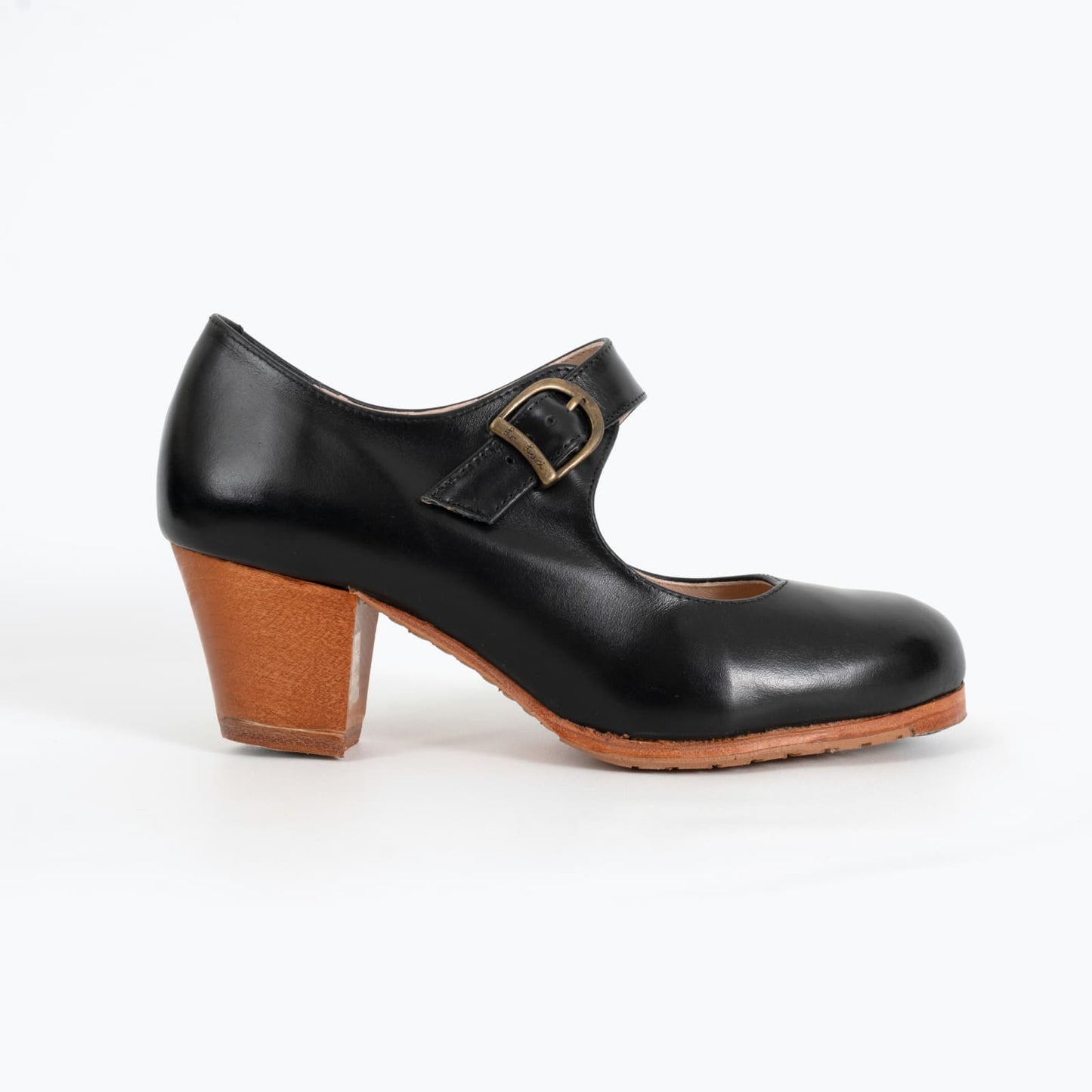 Professional Flamenco Dance Shoes "La Lupi" model  in black leather and “cuban” heel.