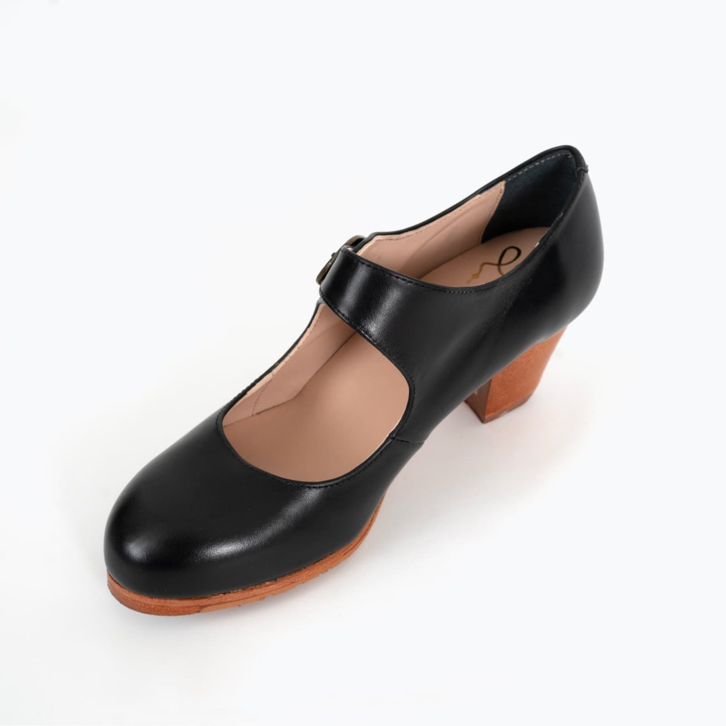 Professional Flamenco Dance Shoes "La Lupi" model  in black leather and “cuban” heel.