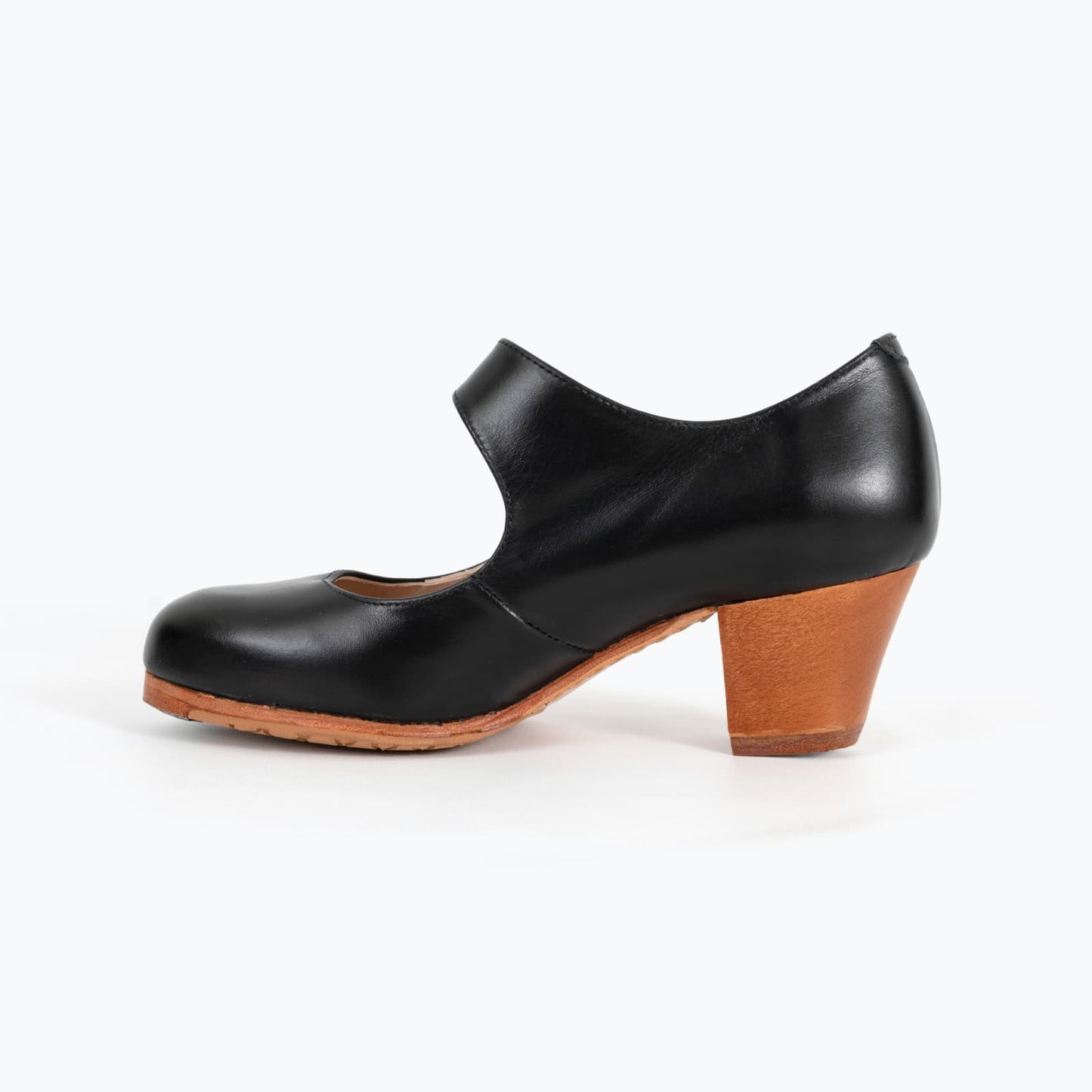 Professional Flamenco Dance Shoes "La Lupi" model  in black leather and “cuban” heel.