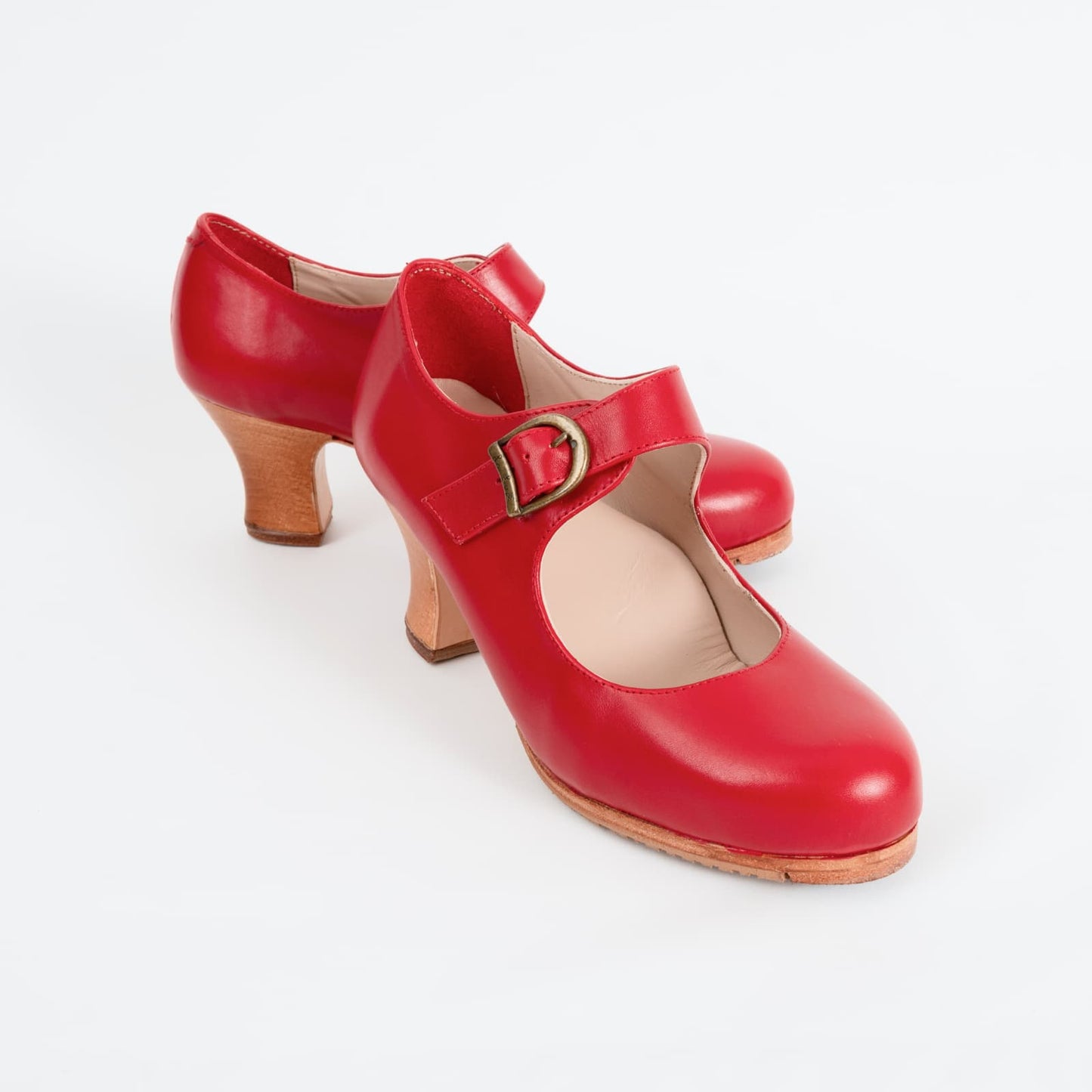 Professional Flamenco Dance Shoes "La Lupi" model  in Red leather and “carrete” heel.