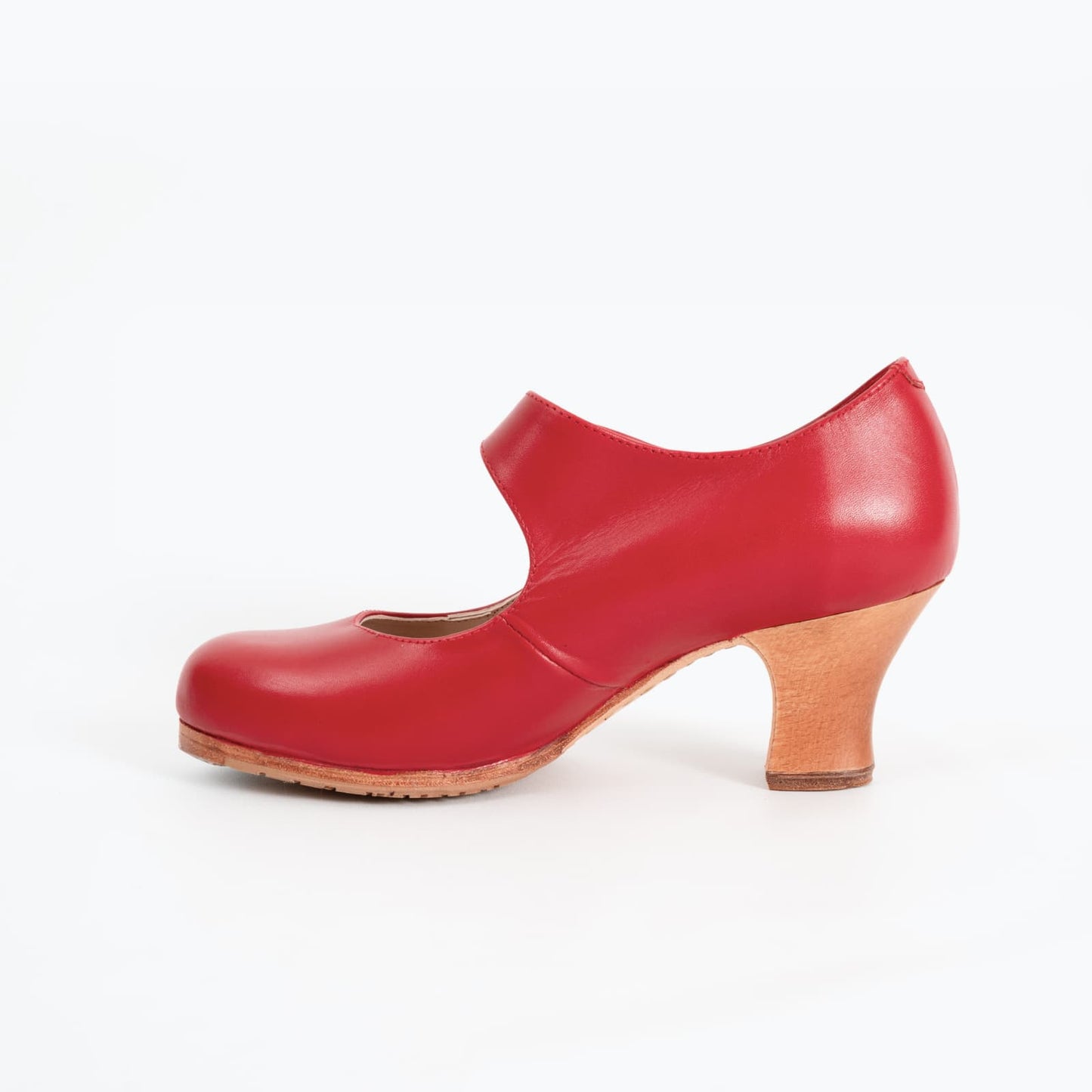 Professional Flamenco Dance Shoes "La Lupi" model  in Red leather and “carrete” heel.