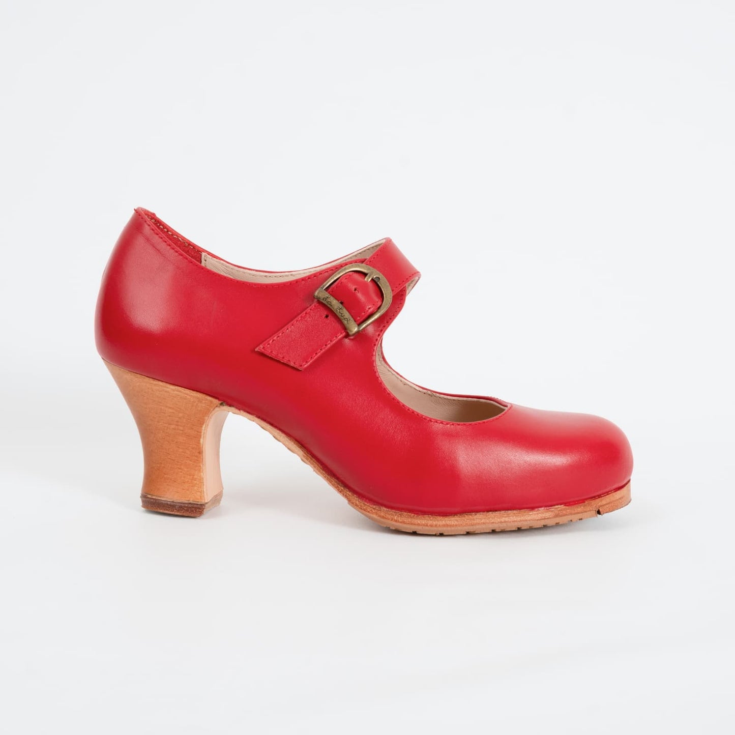 Professional Flamenco Dance Shoes "La Lupi" model  in Red leather and “carrete” heel.