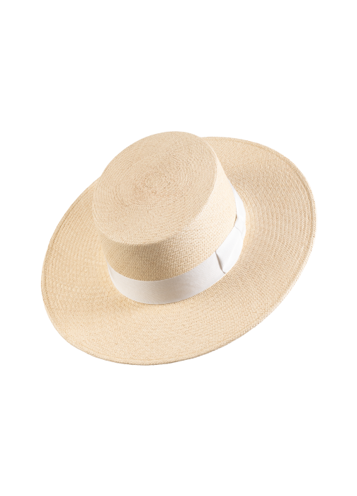 "Fernández y Roche" Authentic Panama Bolero "Adele" Hat with Off-White Ribbon Hatband (Copy)