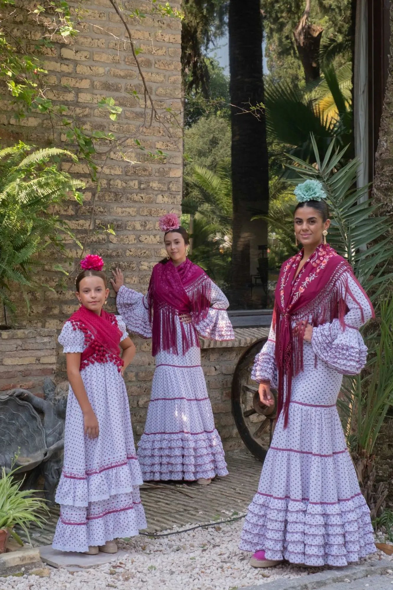 Alegrias del Sur Dress - White & Pink Polka Dot Flamenco Dress for Women