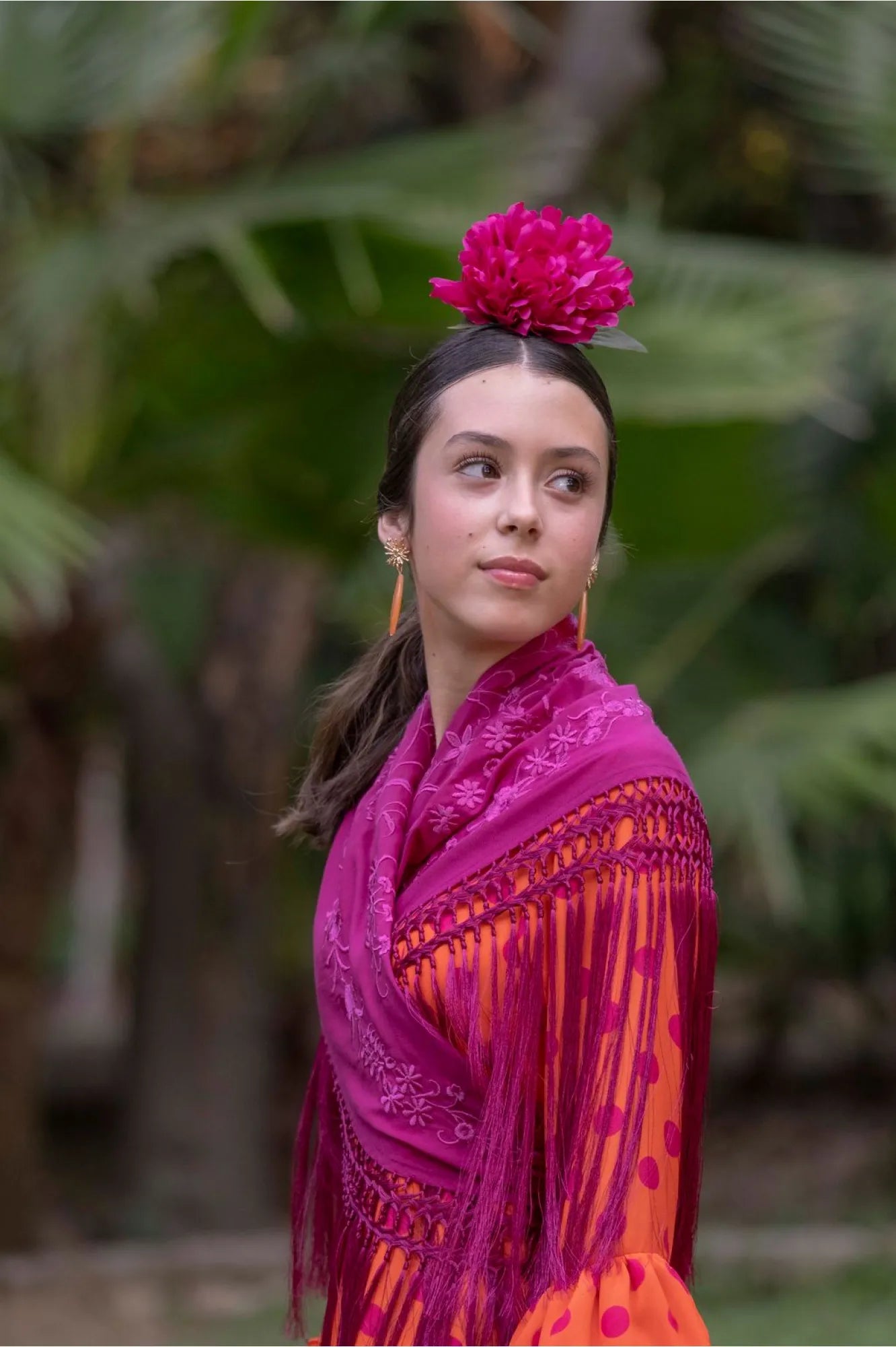 La Campanera Dress – Authentic Orange Flamenco Dress for Teens